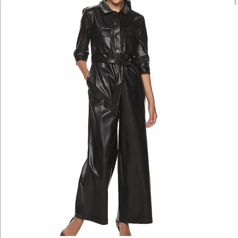 COPY - NWOT Cara Santana Apt. 9 Faux Leather Jumpsuit sz M